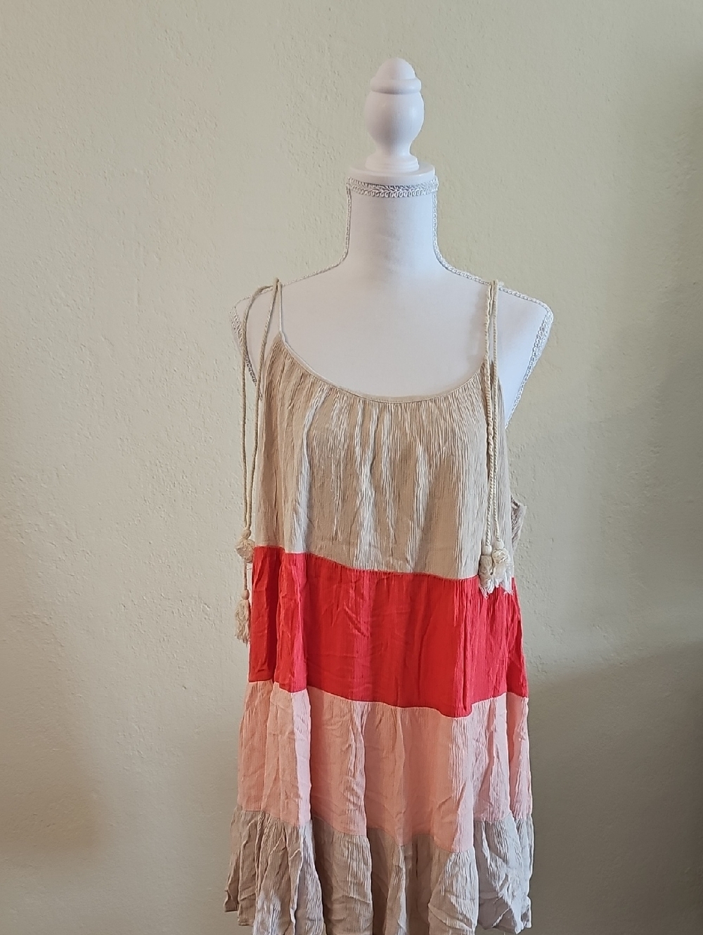 Boho Tassle Strap Bohemian Flowy Feminine Sundress Beach Romantic Cottagecore